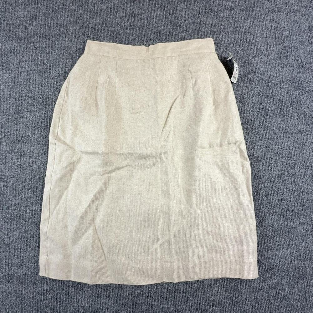 Talbots Skirt Womens Petite 4P Beige 100% Irish Linen Pencil Knee Length Lined